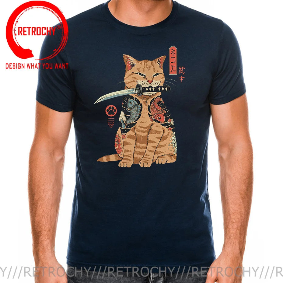 Cat Print Anime Japanese Ninja Cats T-Shirt