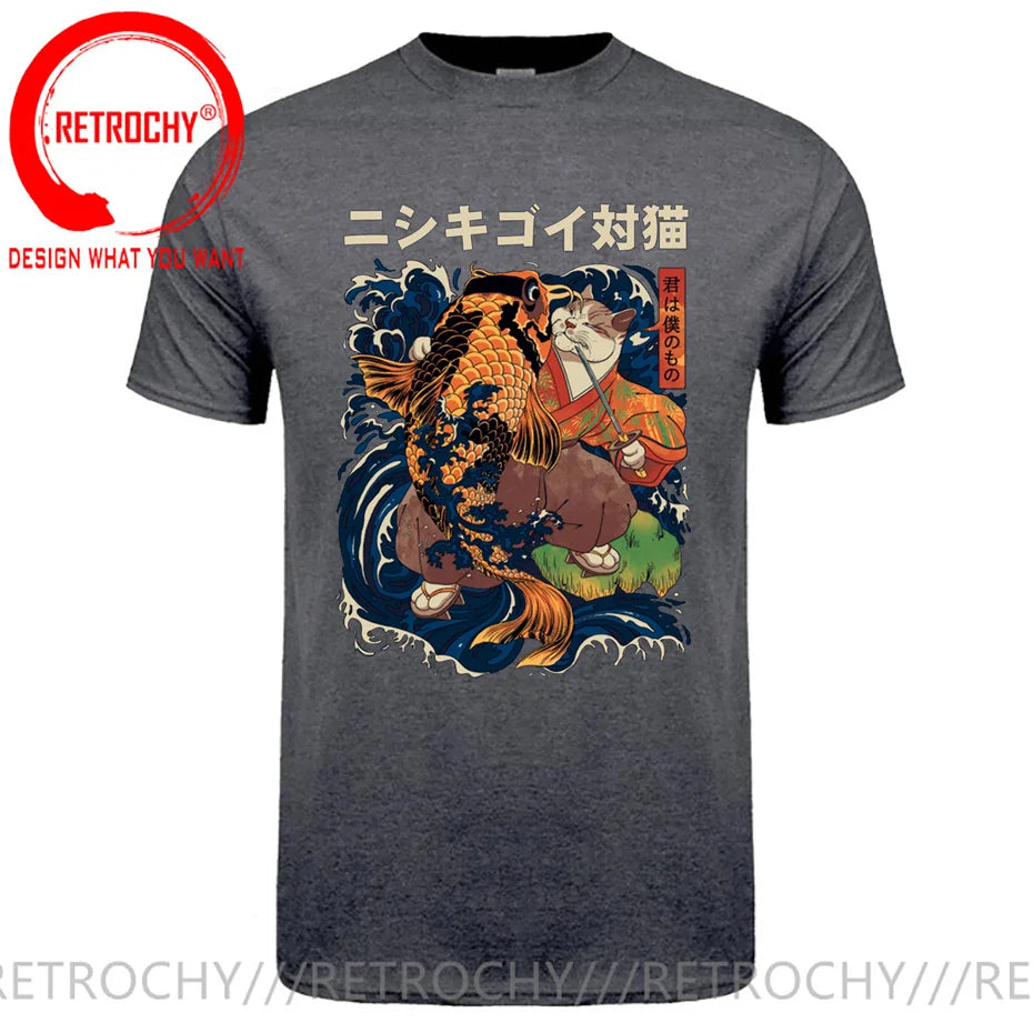 Cat Print Anime Japanese Ninja Cats T-Shirt