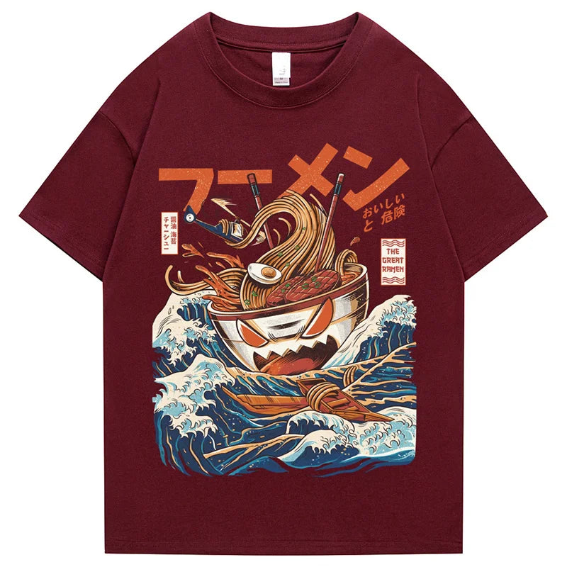 Noodle Ship Cartoon  Japanese Harajuku T-Shirt