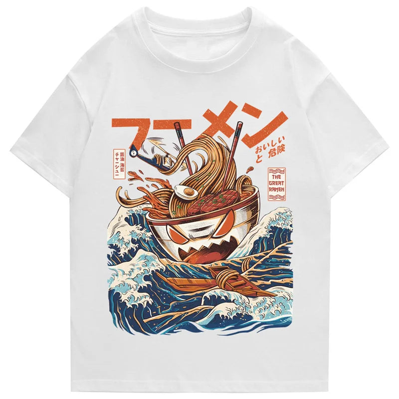 Noodle Ship Cartoon  Japanese Harajuku T-Shirt