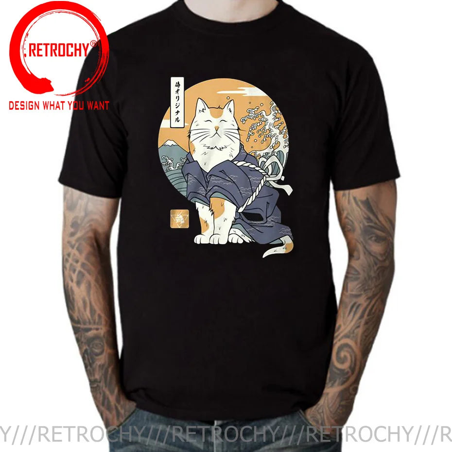 Cat Print Anime Japanese Ninja Cats T-Shirt