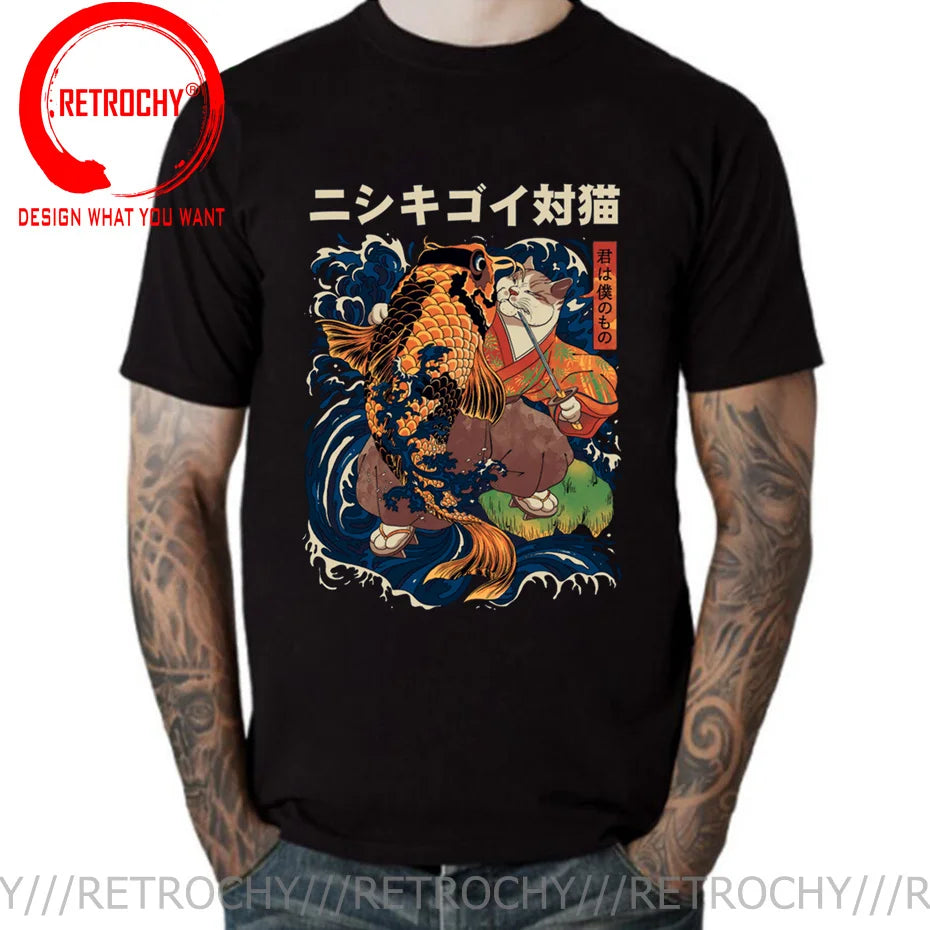 Cat Print Anime Japanese Ninja Cats T-Shirt