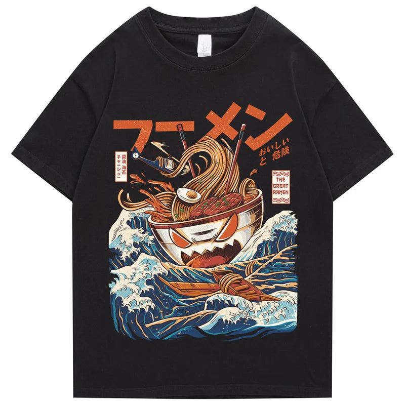 Noodle Ship Cartoon  Japanese Harajuku T-Shirt