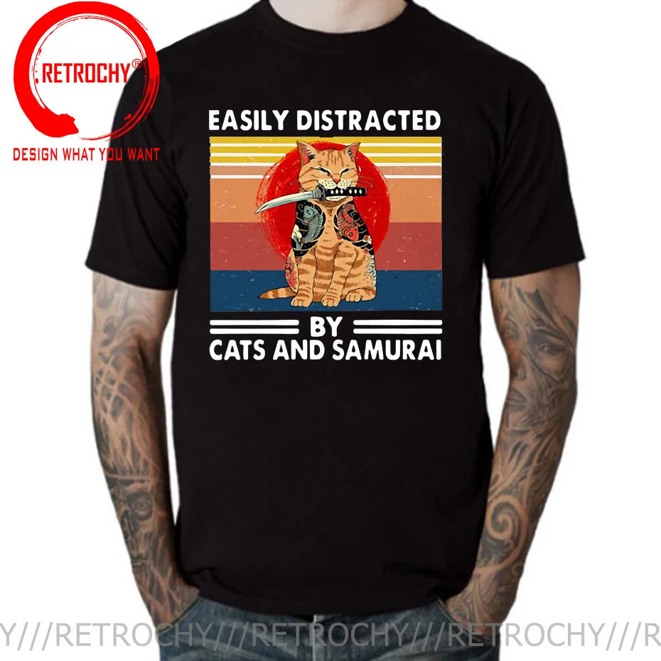 Cat Print Anime Japanese Ninja Cats T-Shirt