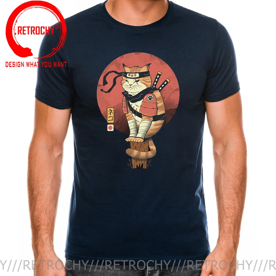 Cat Print Anime Japanese Ninja Cats T-Shirt