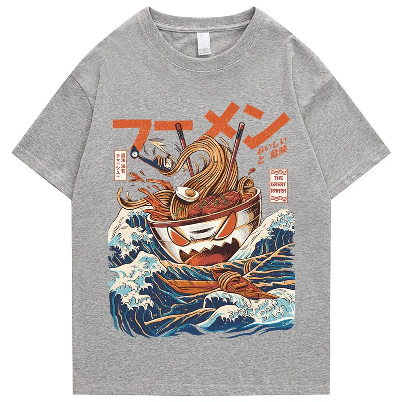 Noodle Ship Cartoon  Japanese Harajuku T-Shirt