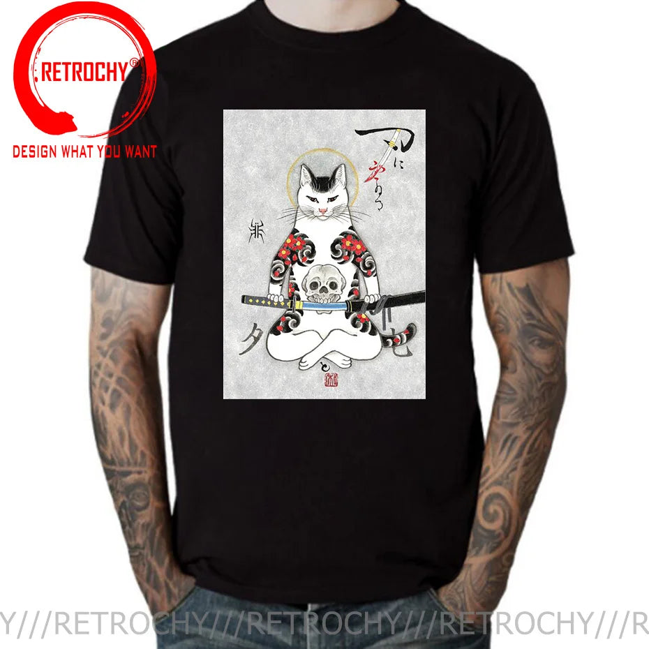 Cat Print Anime Japanese Ninja Cats T-Shirt