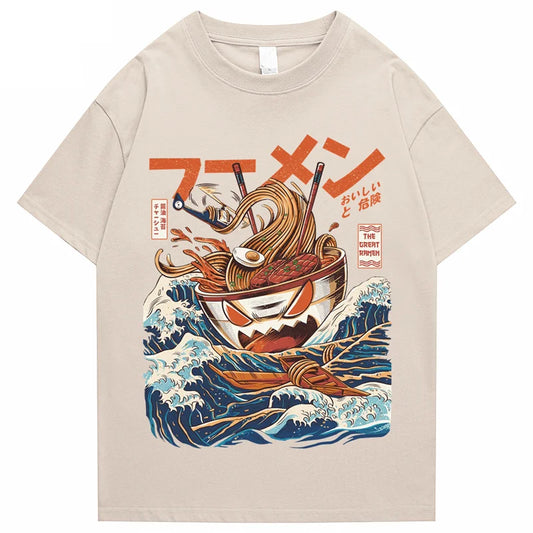 Noodle Ship Cartoon  Japanese Harajuku T-Shirt