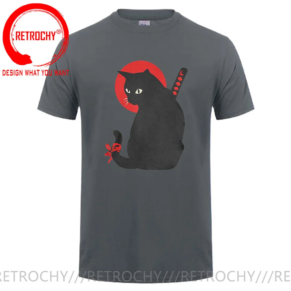 Cat Print Anime Japanese Ninja Cats T-Shirt