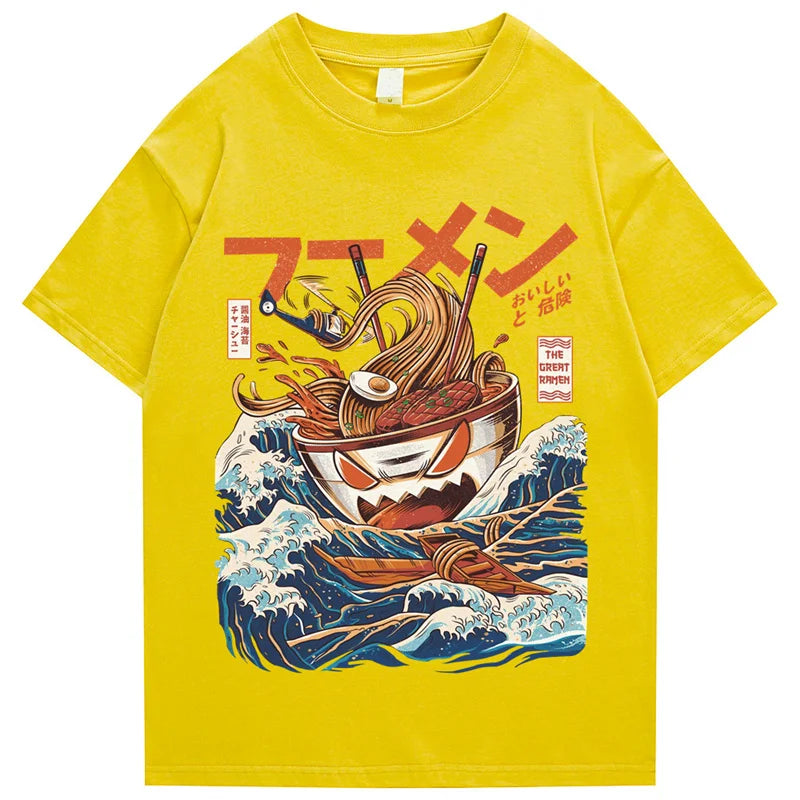 Noodle Ship Cartoon  Japanese Harajuku T-Shirt