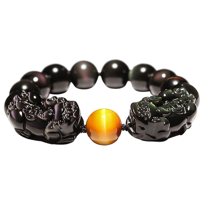 Obsidian Pi Xiu Bracelet Men's Picchu Bracelet Women's Jade Double Hikyuu Tiger Year Natal Year Gift Ornament