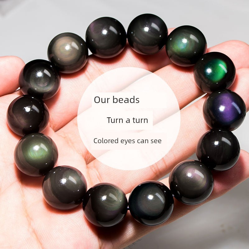 Lingshizhiyue Cat's Eye Bracelet Natural Obsidian