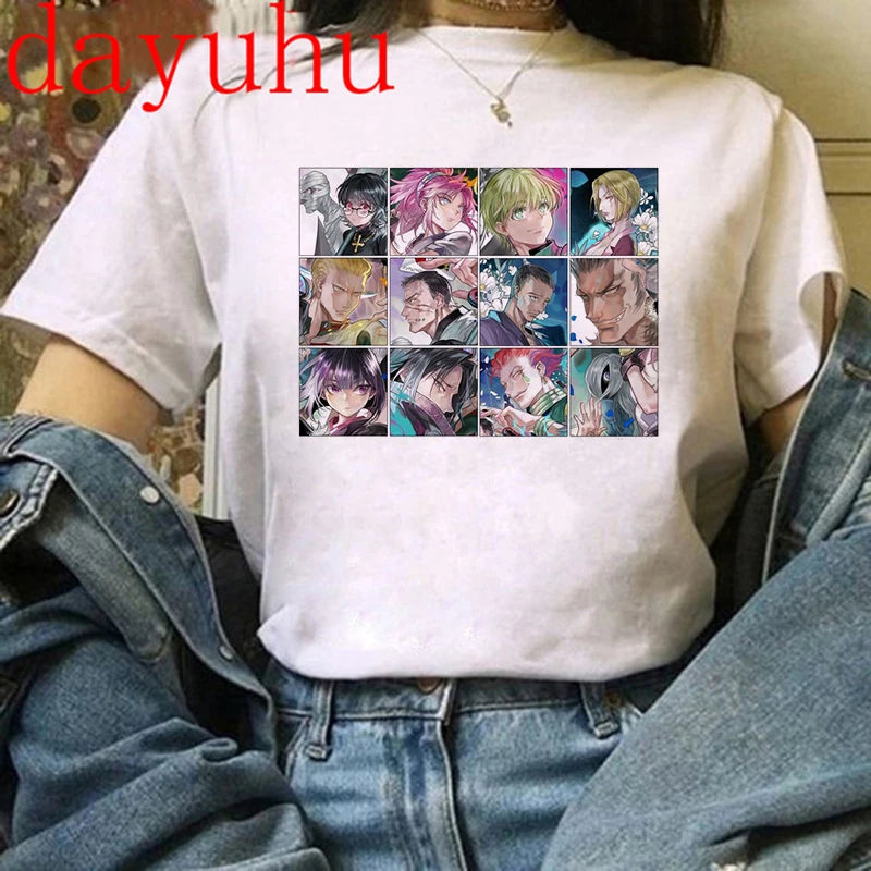 90s  Hunter X Hunter Graphic Tees Men Harajuku Kawaii Cartoon Killua Tshirt Funny Japanese Anime Hisoka T Shirt Tops Unisex