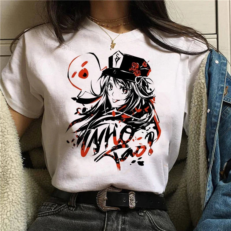 Female Genshin Impact T Shirt Kawaii Hu Tao Graphic Tees Xiao Kaedehara Kazuha