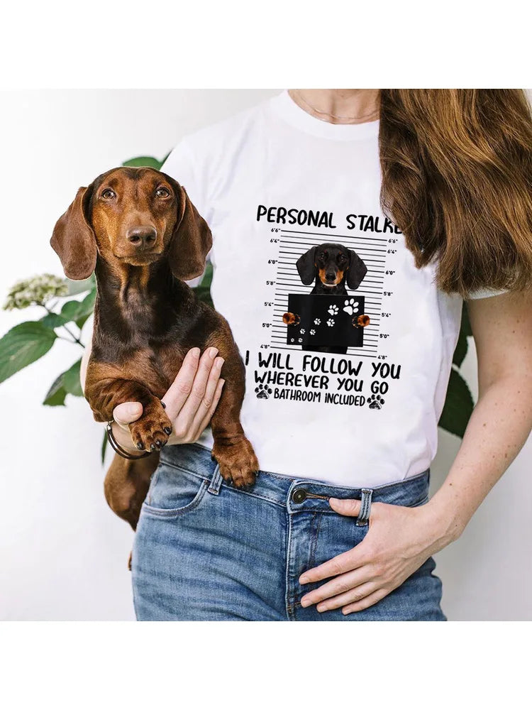 Personal Stalker Dachshund Print Women's Summer