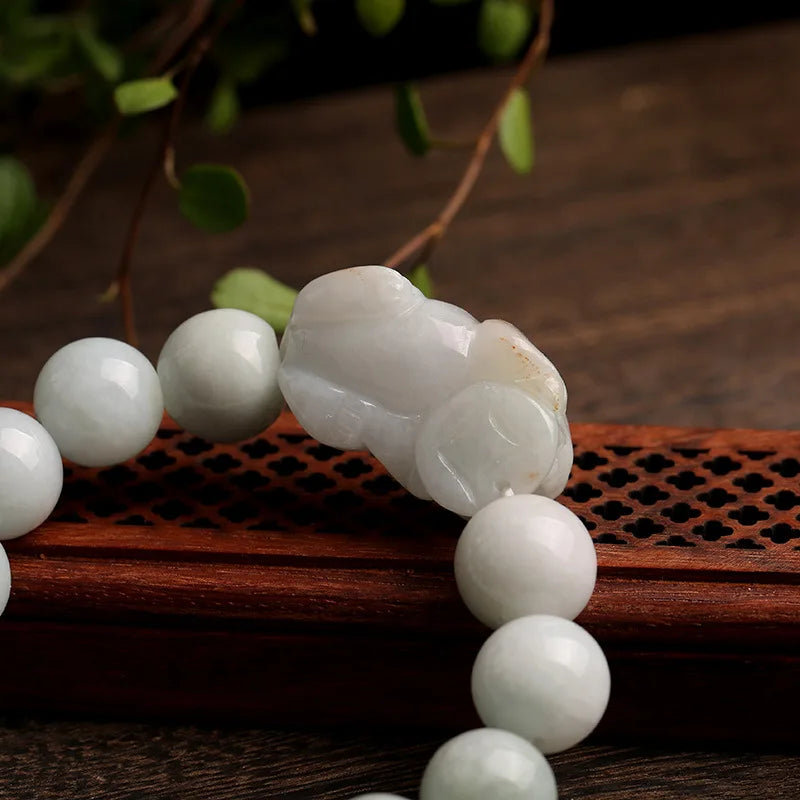 Natural jade PI xiu bracelet men and women lovers charm bracelet Fine Bracelets Round bead Girls Gift