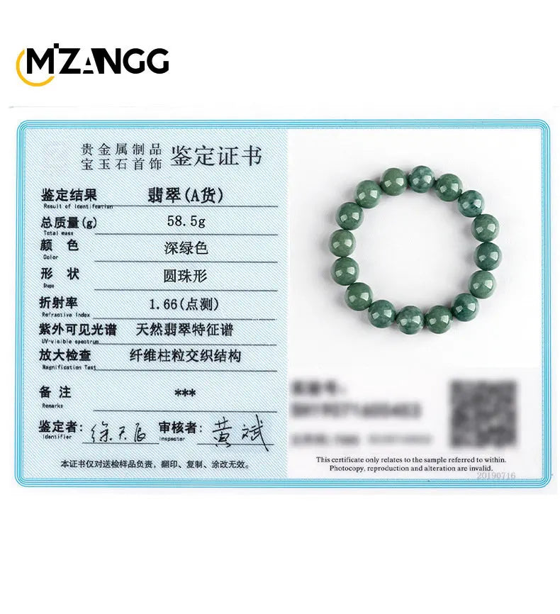 Really Natural A-grade Jadeite Bracelet Bean Green Round Beads Jade Strings Chinese Carving Men and Women Couple Hand Jewelry