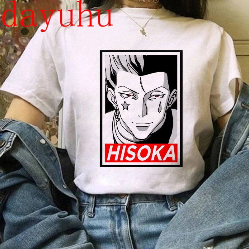 90s  Hunter X Hunter Graphic Tees Men Harajuku Kawaii Cartoon Killua Tshirt Funny Japanese Anime Hisoka T Shirt Tops Unisex