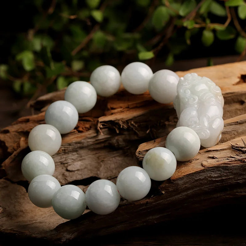 Natural jade PI xiu bracelet men and women lovers charm bracelet Fine Bracelets Round bead Girls Gift