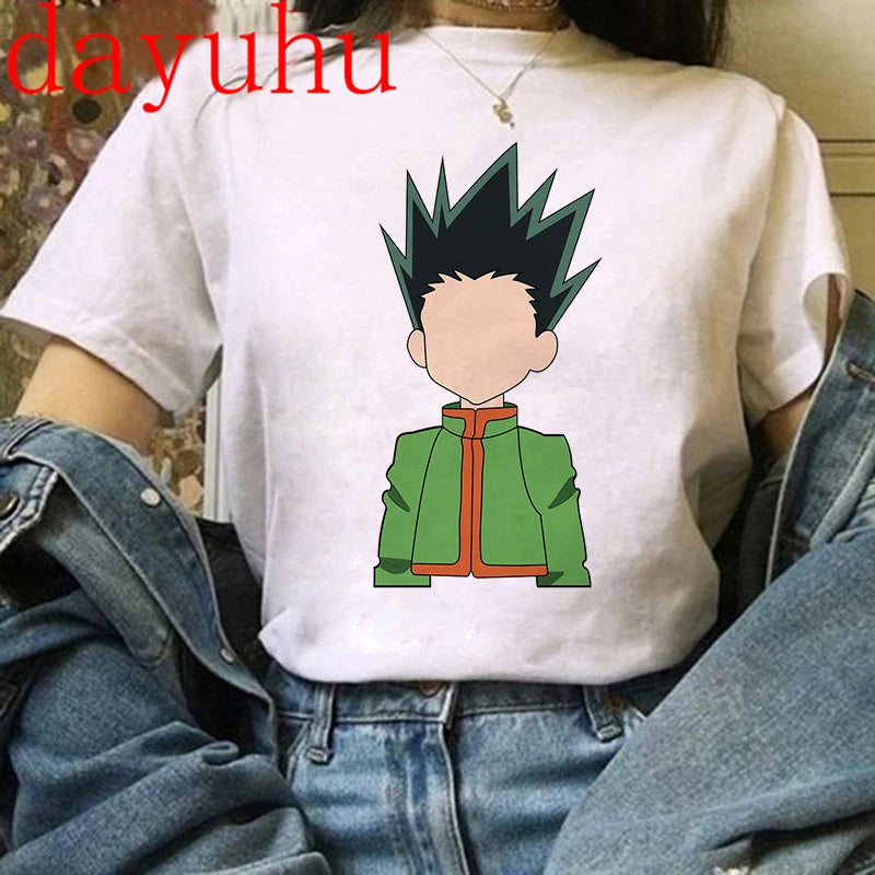 90s  Hunter X Hunter Graphic Tees Men Harajuku Kawaii Cartoon Killua Tshirt Funny Japanese Anime Hisoka T Shirt Tops Unisex