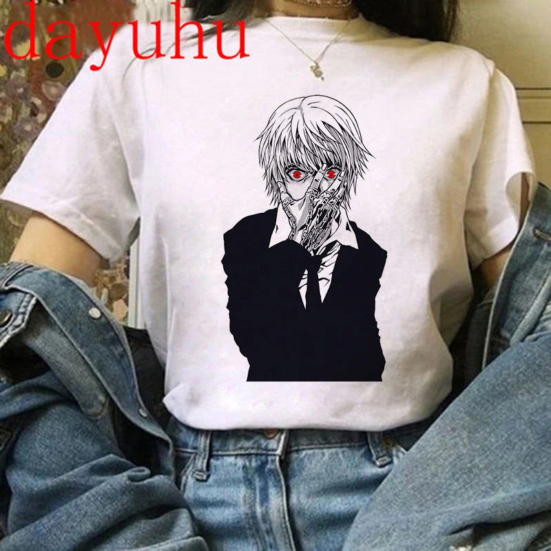 90s  Hunter X Hunter Graphic Tees Men Harajuku Kawaii Cartoon Killua Tshirt Funny Japanese Anime Hisoka T Shirt Tops Unisex